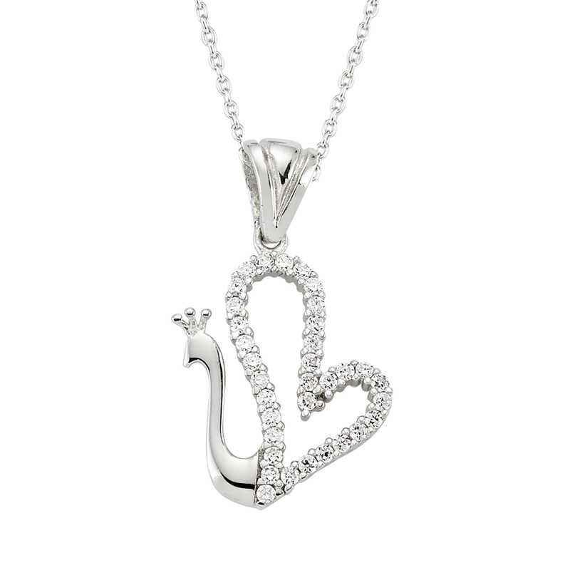 Heart Swan Women's Silver Necklace
