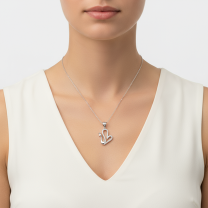 Herz Schwan Damen Silber Halskette