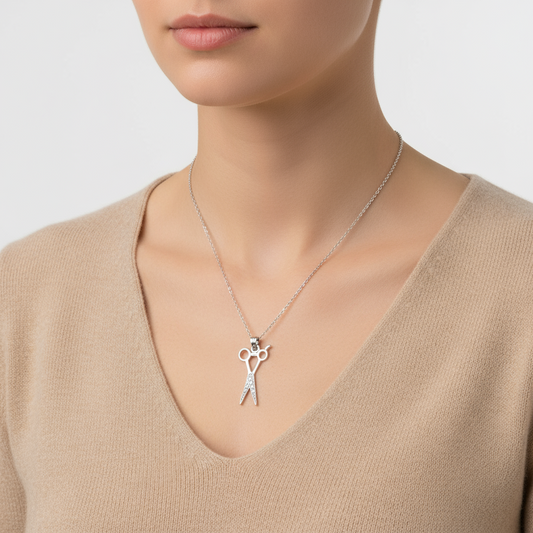 Schere Damen Silber Halskette