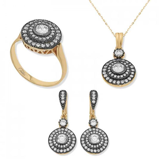 Diamond Model Women's Rose Gold Plated Silver Set