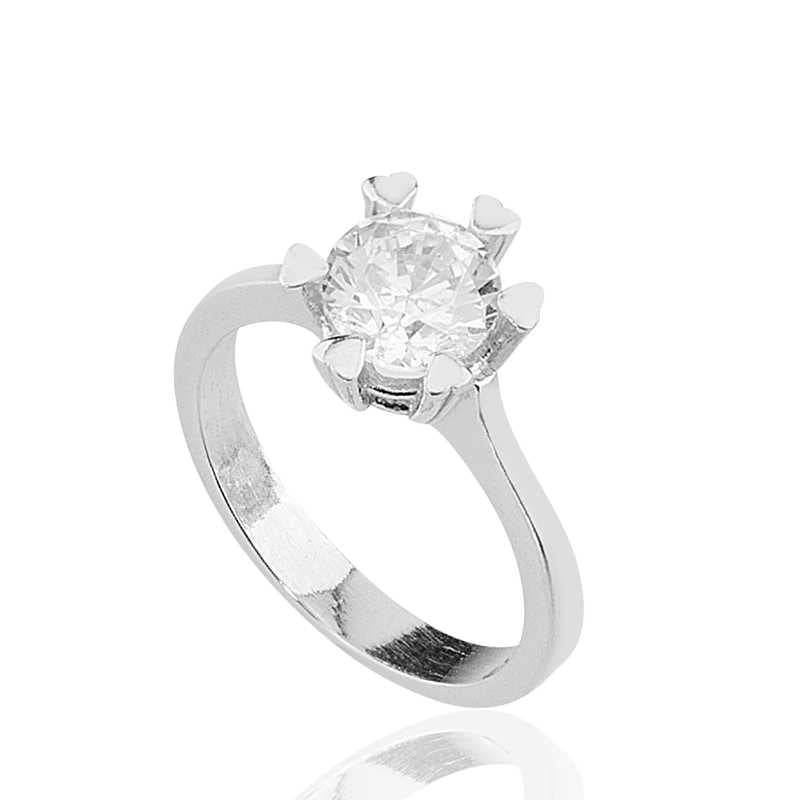 Single Stone Women's Silver Ring