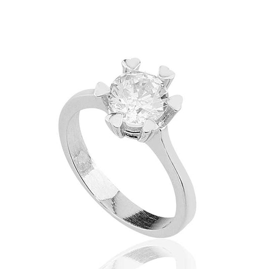 Single Stone Women's Silver Ring