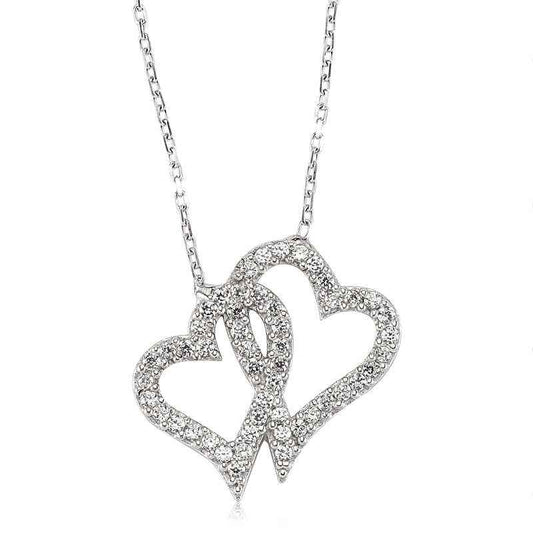 Two Heart Women's Silver Pendant