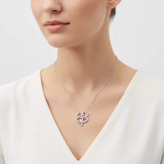 Four-Leaf Clover Women's Silver Necklace