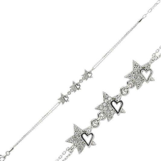 Heart and Star Women's Silver Bracelet