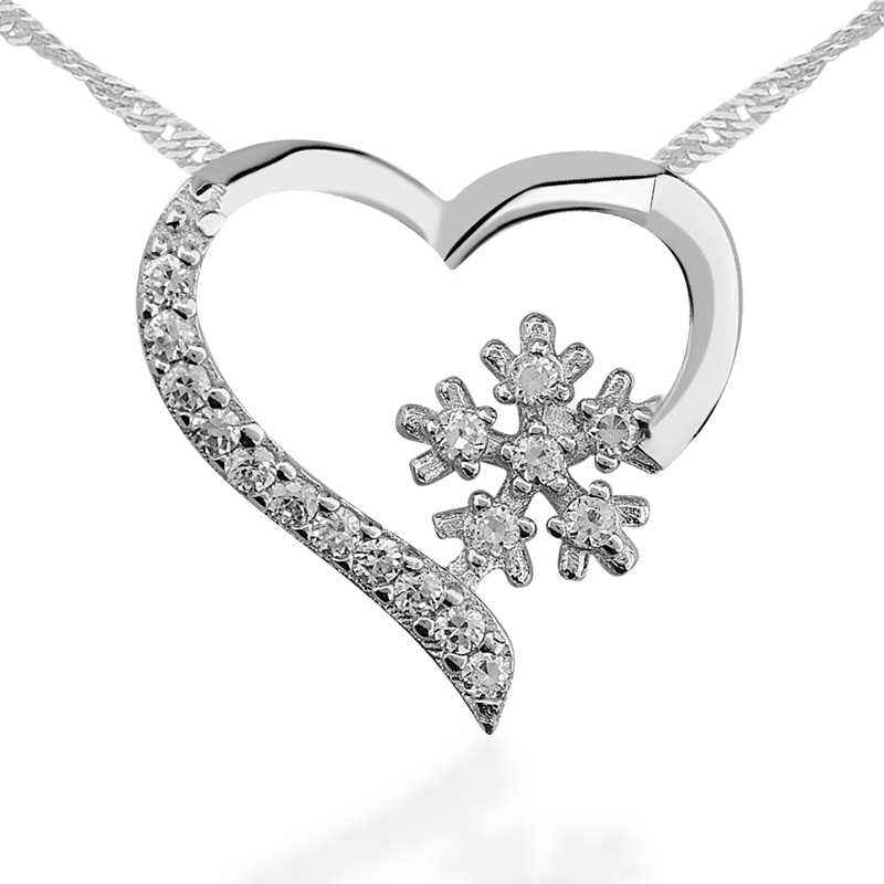 Snowflake Heart Women's Silver Pendant