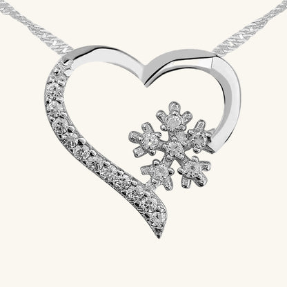 Snowflake Heart Women's Silver Pendant