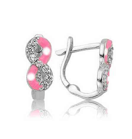Pink Infinity Children's Silver Earrings