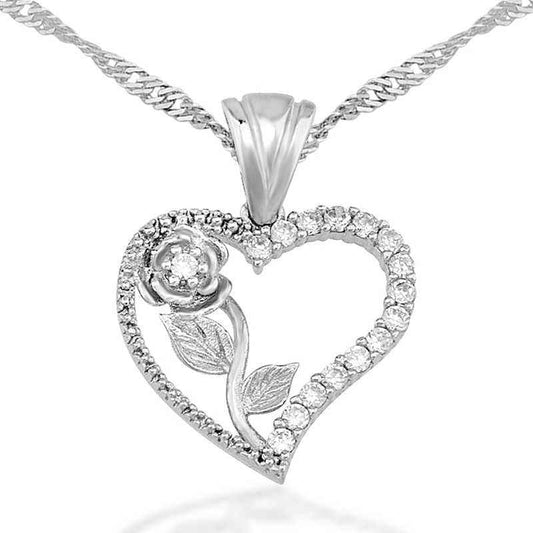 The Rose of My Heart Women's Silver Necklace