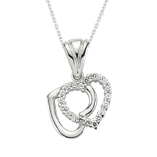 Double Heart Women's Silver Necklace