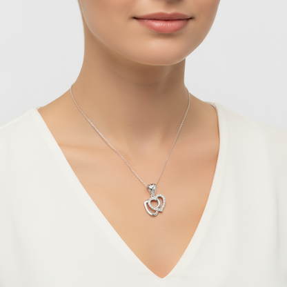 Doppelherz Damen Silber Halskette