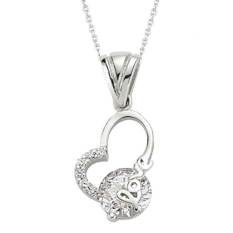 Love Inscribed Heart Women's Silver Pendant