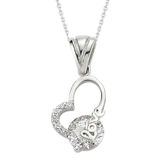 Love Inscribed Heart Women's Silver Pendant