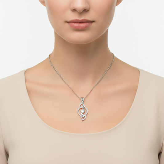 Silberne Halskette für Damen mit weißem Stein