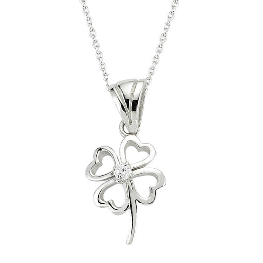 Four-Leaf Clover Women's Silver Necklace