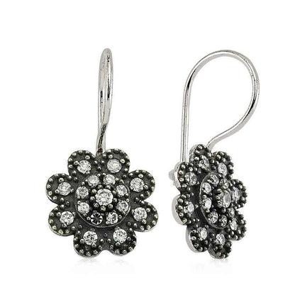 Dangling Flower Silver Earrings
