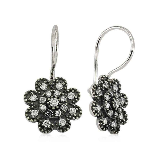 Dangling Flower Silver Earrings