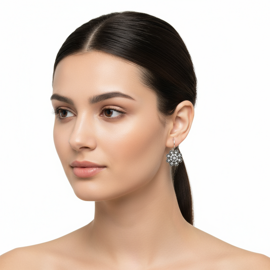 Dangling Flower Silver Earrings