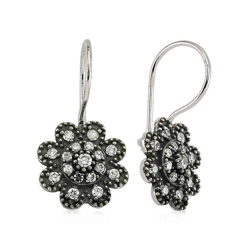 Dangling Flower Silver Earrings