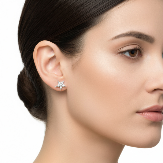 Star Studded Silver Earrings