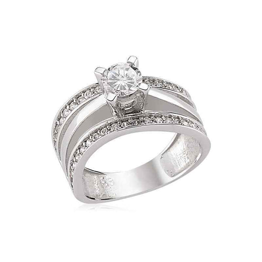 Single Stone Women's Silver Ring